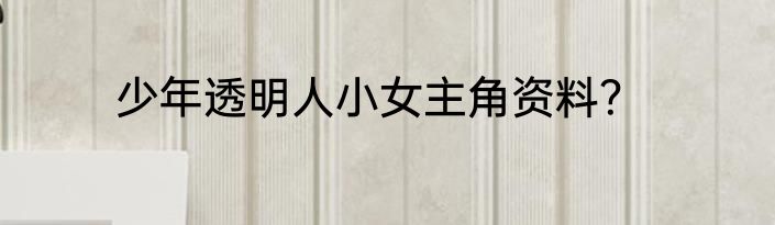 少年透明人小女主角资料？