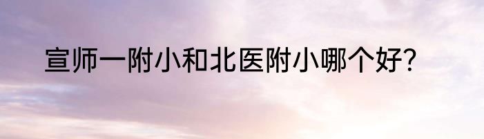 宣师一附小和北医附小哪个好？