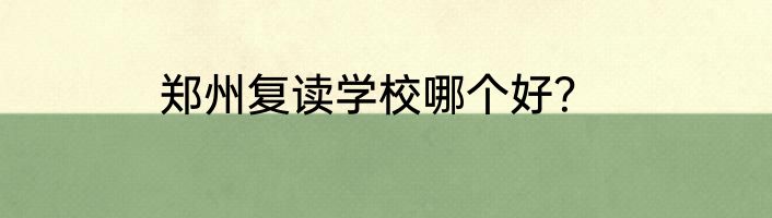 郑州复读学校哪个好？