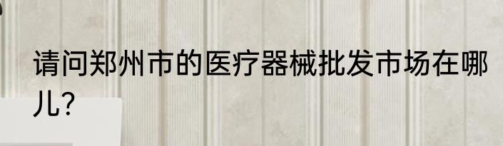 请问郑州市的医疗器械批发市场在哪儿？