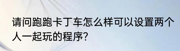 请问跑跑卡丁车怎么样可以设置两个人一起玩的程序？