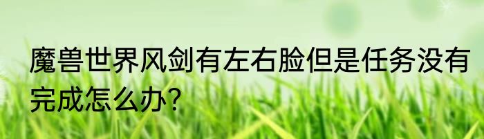 魔兽世界风剑有左右脸但是任务没有完成怎么办？