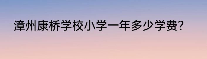 漳州康桥学校小学一年多少学费？