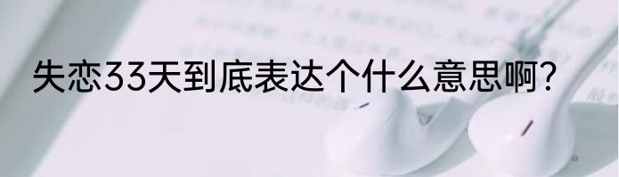 失恋33天到底表达个什么意思啊？