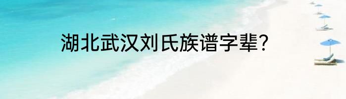 湖北武汉刘氏族谱字辈？