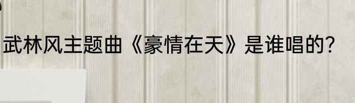 武林风主题曲《豪情在天》是谁唱的？