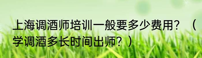 上海调酒师培训一般要多少费用？（学调酒多长时间出师？）