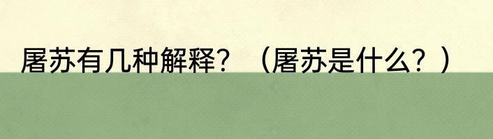 屠苏有几种解释？（屠苏是什么？）