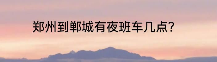 郑州到郸城有夜班车几点？