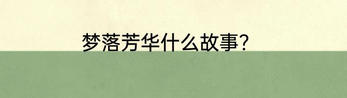 梦落芳华什么故事？