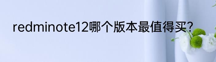 redminote12哪个版本最值得买？