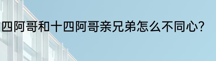 四阿哥和十四阿哥亲兄弟怎么不同心？