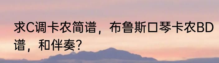 求C调卡农简谱，布鲁斯口琴卡农BD谱，和伴奏？