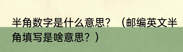半角数字是什么意思？（邮编英文半角填写是啥意思？）