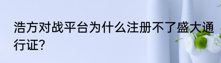 浩方对战平台为什么注册不了盛大通行证？