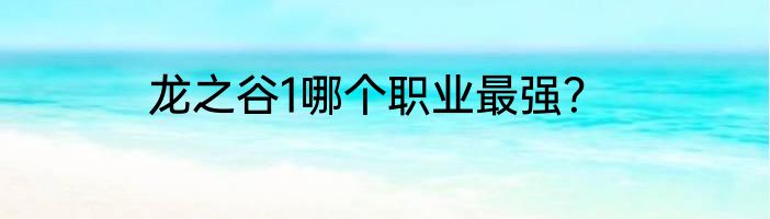 龙之谷1哪个职业最强？