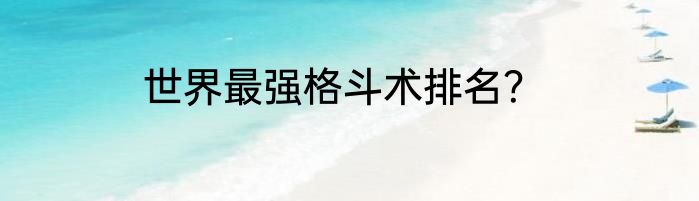 世界最强格斗术排名？