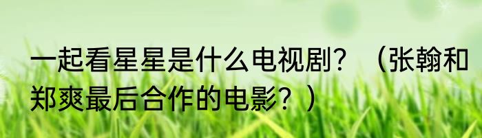 一起看星星是什么电视剧？（张翰和郑爽最后合作的电影？）