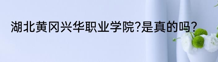 湖北黄冈兴华职业学院?是真的吗？