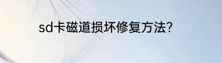 sd卡磁道损坏修复方法？