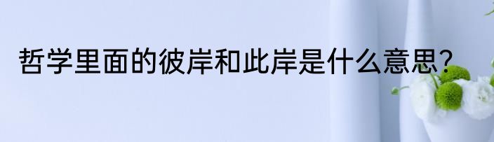 哲学里面的彼岸和此岸是什么意思？