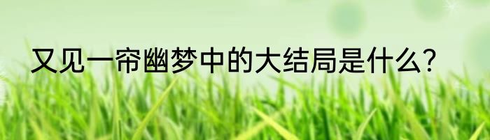又见一帘幽梦中的大结局是什么？