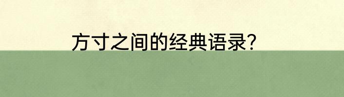 方寸之间的经典语录？