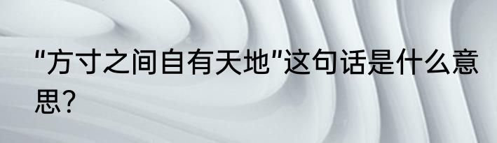 “方寸之间自有天地”这句话是什么意思？
