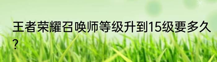王者荣耀召唤师等级升到15级要多久？
