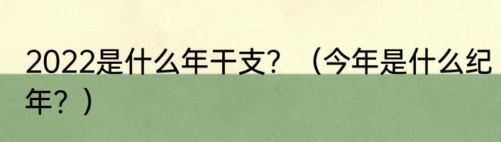 2022是什么年干支？（今年是什么纪年？）
