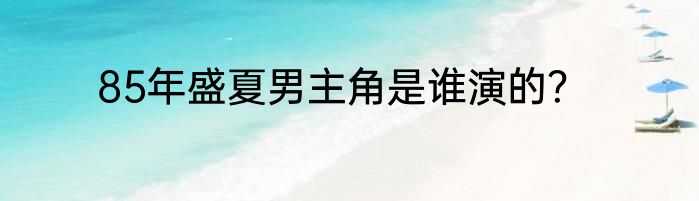 85年盛夏男主角是谁演的？