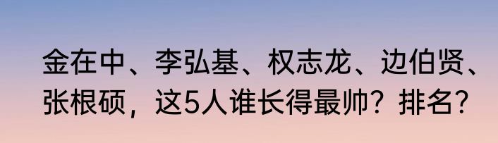 金在中、李弘基、权志龙、边伯贤、张根硕，这5人谁长得最帅？排名？
