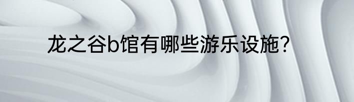 龙之谷b馆有哪些游乐设施？