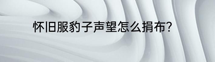 怀旧服豹子声望怎么捐布？