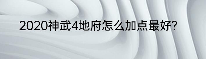 2020神武4地府怎么加点最好？