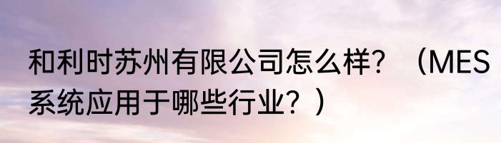 和利时苏州有限公司怎么样？（MES系统应用于哪些行业？）