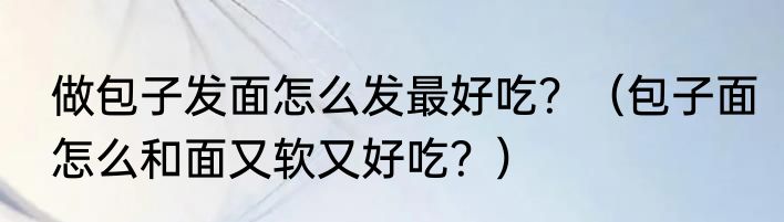 做包子发面怎么发最好吃？（包子面怎么和面又软又好吃？）