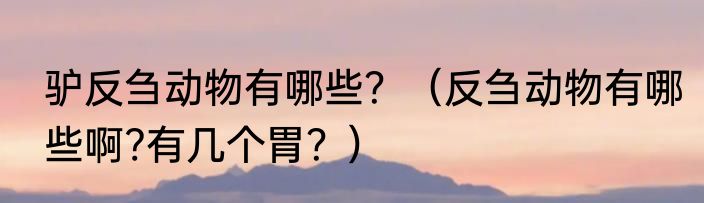 驴反刍动物有哪些？（反刍动物有哪些啊?有几个胃？）