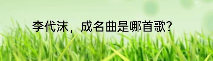 李代沫，成名曲是哪首歌？