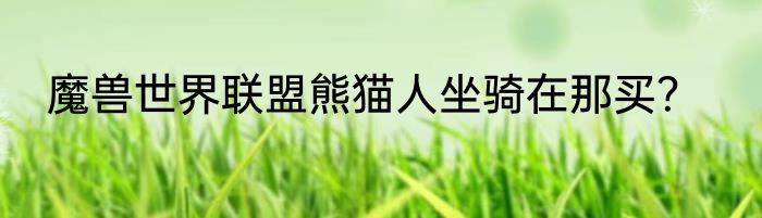 魔兽世界联盟熊猫人坐骑在那买？