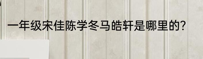 一年级宋佳陈学冬马皓轩是哪里的？