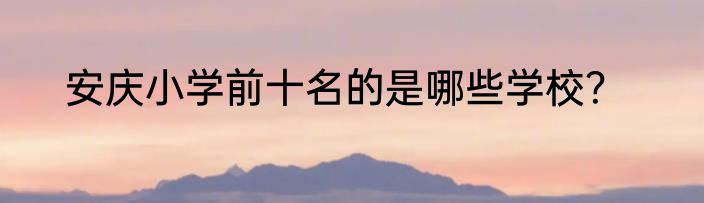 安庆小学前十名的是哪些学校？