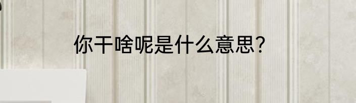 你干啥呢是什么意思？