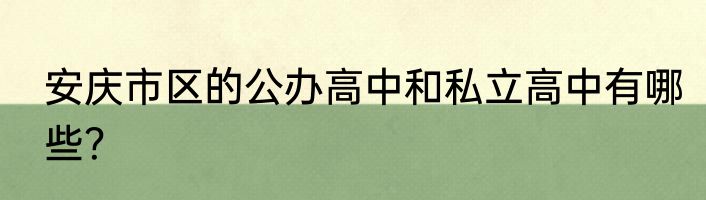 安庆市区的公办高中和私立高中有哪些？