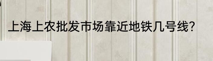 上海上农批发市场靠近地铁几号线？