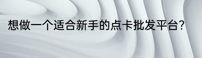 想做一个适合新手的点卡批发平台？