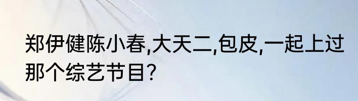 郑伊健陈小春,大天二,包皮,一起上过那个综艺节目？