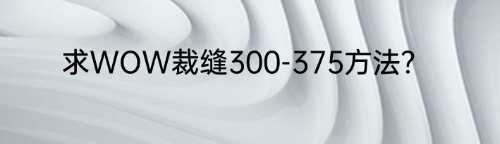 求WOW裁缝300-375方法？