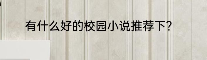 有什么好的校园小说推荐下？
