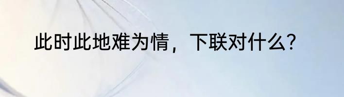 此时此地难为情，下联对什么？